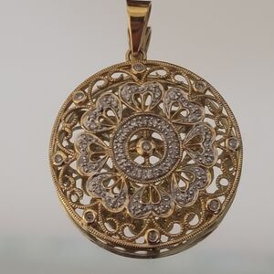 14k Pure Solid Yellow/white Gold & Diamond Pendant